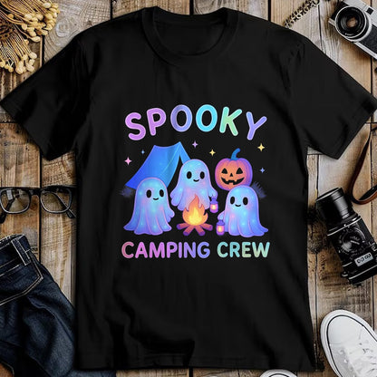 Funny Camping Shirt, Gift For Camping Lover Unisex T-Shirt/Hoodie/Sweatshirt HLT00 - Spooky Camping Crew Ghosts Halloween Campfire Vintage Boo T-Shirt