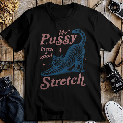 Cat Love Shirt, Funny Cat Lover Gift UnisexT-Shirt/Hoodie/Sweatshirt HLT00 - My Pussy Loves A Good Stretch Adult Humor Cat T-Shirt