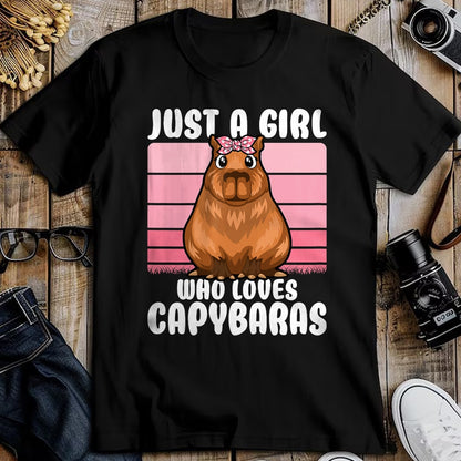 Cute Capybara Shirt, Funny Capybara Unisex T-Shirt/Hoodie/Sweatshirt HLT00 - Just A Girl Who Loves Capybaras Cute Girls Kids T-Shirt