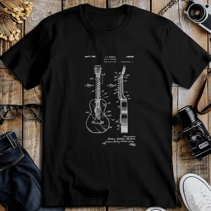 Guitar Lover Shirt, Funny Guitar UnisexT-Shirt/Hoodie/Sweatshirt HLT00 - Acoustic Guitar Vintage Patent Print 1932 T-Shirt - Black, Unisex-Adults, Small, Long Sleeve