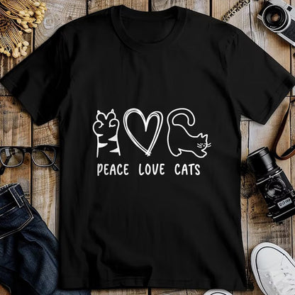 Cat Love Shirt, Funny Cat Lover Gift UnisexT-Shirt/Hoodie/Sweatshirt HLT00 - Peace Love Cats Design T-Shirt