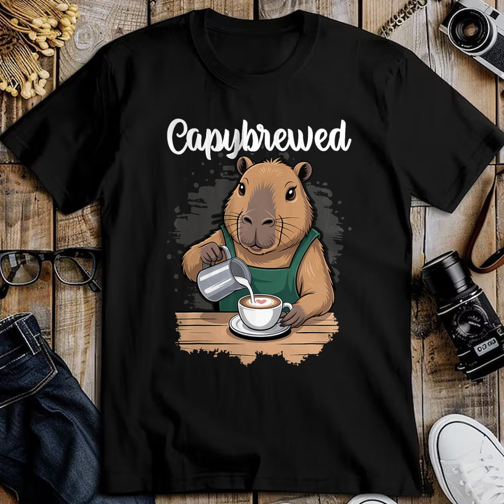 Cute Capybara Shirt, Funny Capybara Unisex T-Shirt/Hoodie/Sweatshirt HLT00 - Capybrewed Funny Capybara Barista Coffee Lover T-Shirt