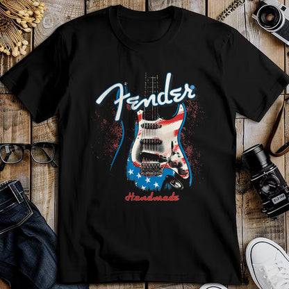 Guitar Lover Shirt, Funny Guitar UnisexT-Shirt/Hoodie/Sweatshirt HLT00 - Fender Handmade Guitars 4th of July American Flag T-Shirt