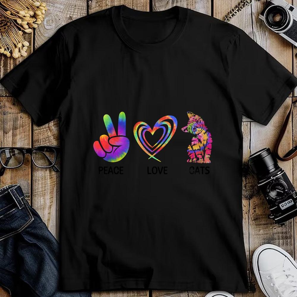 Cat Love Shirt, Funny Cat Lover Gift UnisexT-Shirt/Hoodie/Sweatshirt HLT00 - Peace Love Cats Funny Kitty Cat Lover T-Shirt
