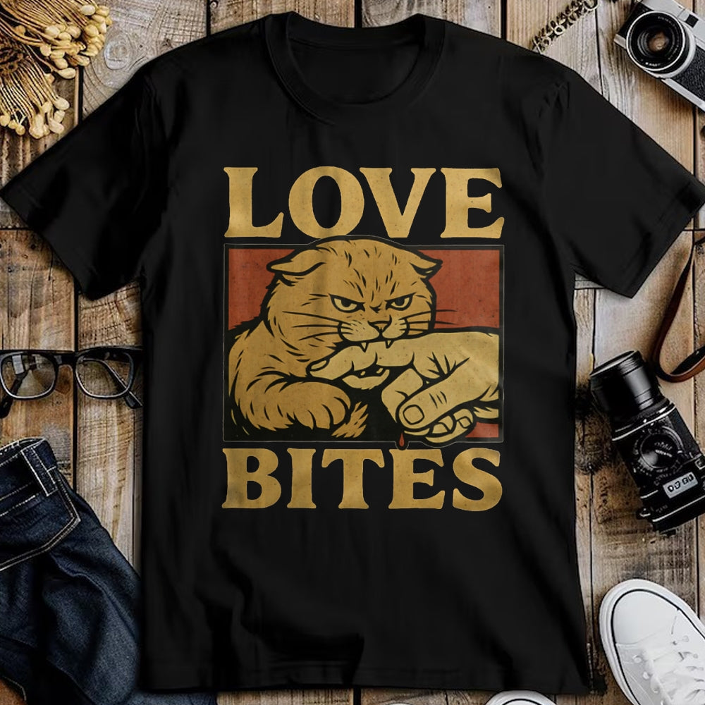 Cat Love Shirt, Funny Cat Lover Gift UnisexT-Shirt/Hoodie/Sweatshirt HLT00 - Love Bites Angry Cat T-Shirt