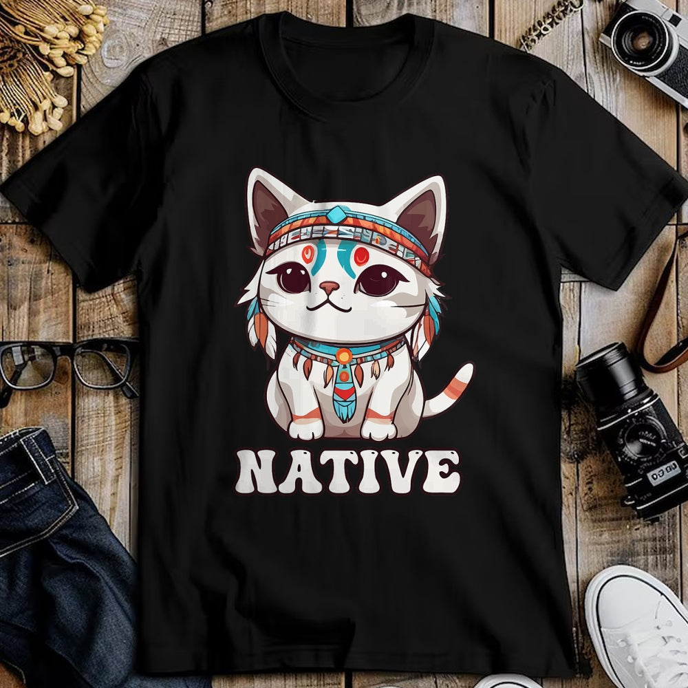 Native American T-Shirts, Vintage Native American Unisex T-Shirt/Hoodie/Sweatshirt HLT00 - Cute American Native Indian Kawaii Cat Woman Girl