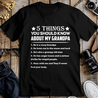 Best Grandpa Shirt, Proud Grandpa Unisex T-Shirt/Hoodie/Sweatshirt HLT00 - 5 Things You Know About My Grandpa He Is My Grandpa T-Shirt (1)