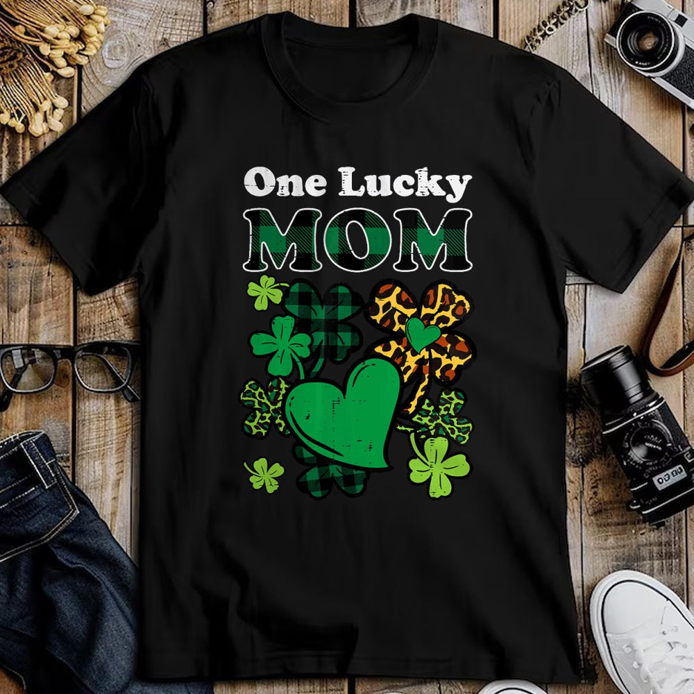 Patrick Day Shirts for Family, Funny Patrick Day shirts, st patrick's day Unisex T-Shirt/Hoodie/Sweatshirt HLT00 - One Lucky Mom Plaid Shamrock Heart St Patrick Day Mommy Mama T-Shirt