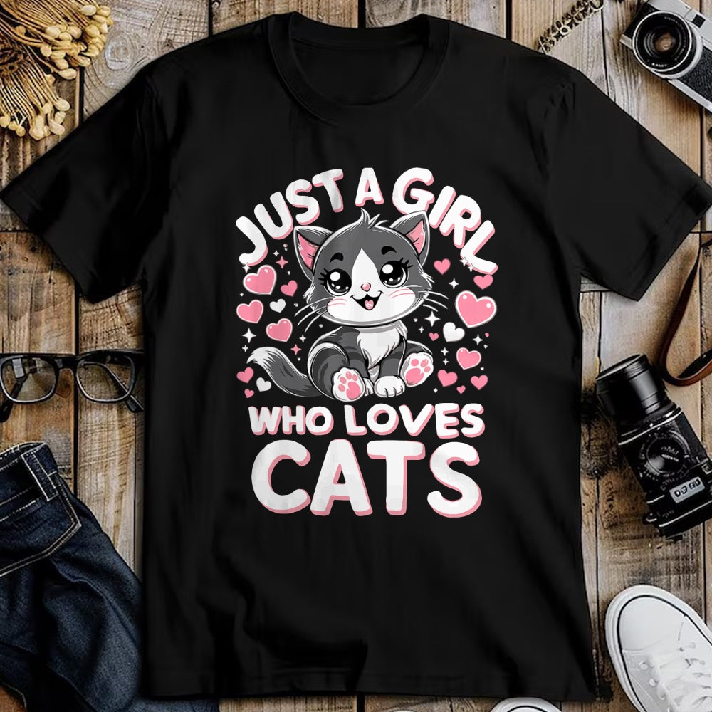 Cat Love Shirt, Funny Cat Lover Gift UnisexT-Shirt/Hoodie/Sweatshirt HLT00 - Just A Girl Who Loves Cats Cute Cat T-Shirt (1)