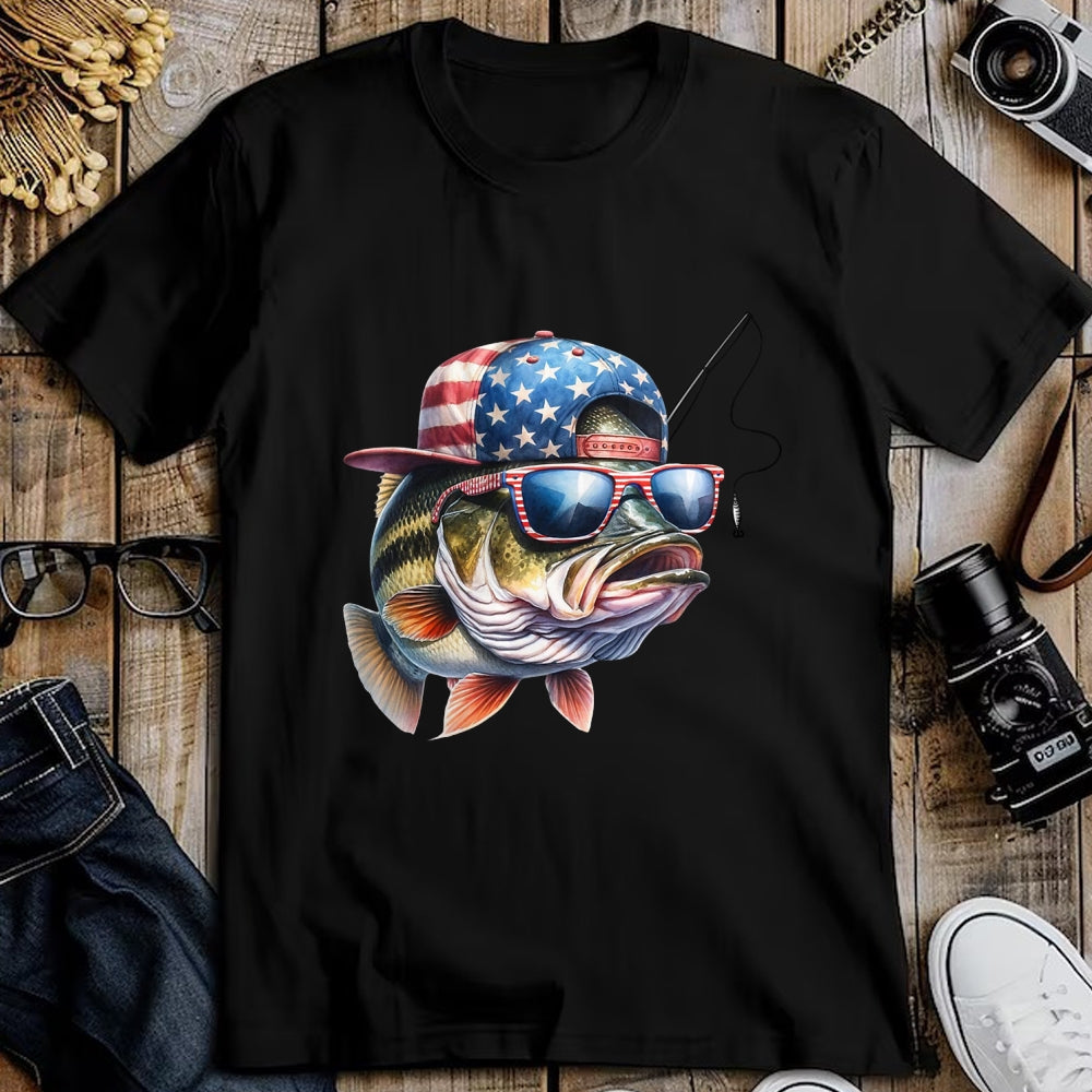 Funny Fishing Shirt, Gift For Fishing Lover Unisex T-Shirt/Hoodie/Sweatshirt HLT00 - American Flag Fishing T-Shirt- Funny Fisherman Gift T-Shirt