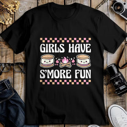 Funny Camping Shirt, Gift For Camping Lover Unisex T-Shirt/Hoodie/Sweatshirt HLT00 - Girls Have Smore Fun Camping Friends Camp Women Girl Kids T-Shirt