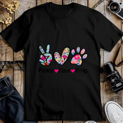 Dog Love Shirt, Dog Lover Gift T-Shirt/Hoodie/Sweatshirt HLT00 - Peace Love Dogs Floral Dog Paw Dog Mom Cute Mother_s Day T-Shirt