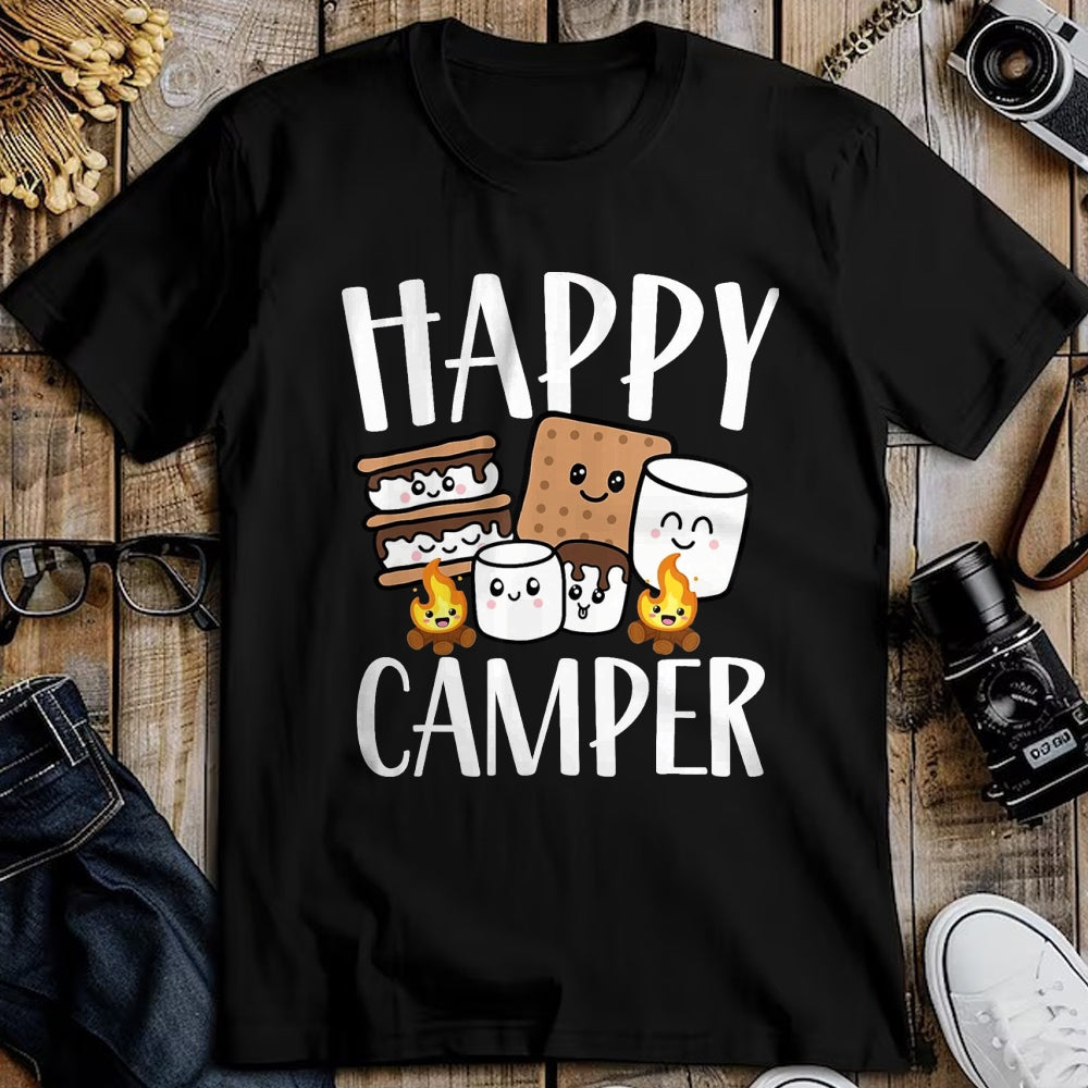 Funny Camping Shirt, Gift For Camping Lover Unisex T-Shirt/Hoodie/Sweatshirt HLT00 - Kawaii Smore Happy Camper Camping Crew Trip Campfire Squad T-Shirt, Men, Black, 3X-Large