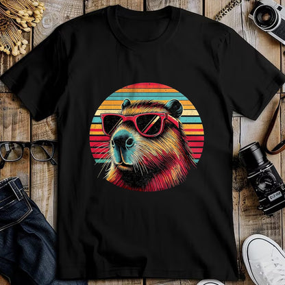 Cute Capybara Shirt, Funny Capybara Unisex T-Shirt/Hoodie/Sweatshirt HLT00 - Capybara Retro Sunglasses T-Shirt, Men, Black, 3X-Large