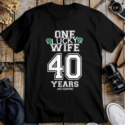 Best Wife Shirt, Wife and Husband Unisex T-Shirt/Hoodie/Sweatshirt HLT00 - Gift for wife T shirt, lucky wife   40 Years Lucky Wife Funny St Patrick's Day Anniversary Her T-Shi