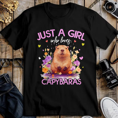 Cute Capybara Shirt, Funny Capybara Unisex T-Shirt/Hoodie/Sweatshirt HLT00 - Just A Girl Who Loves Capybaras For Women Girls T-Shirt