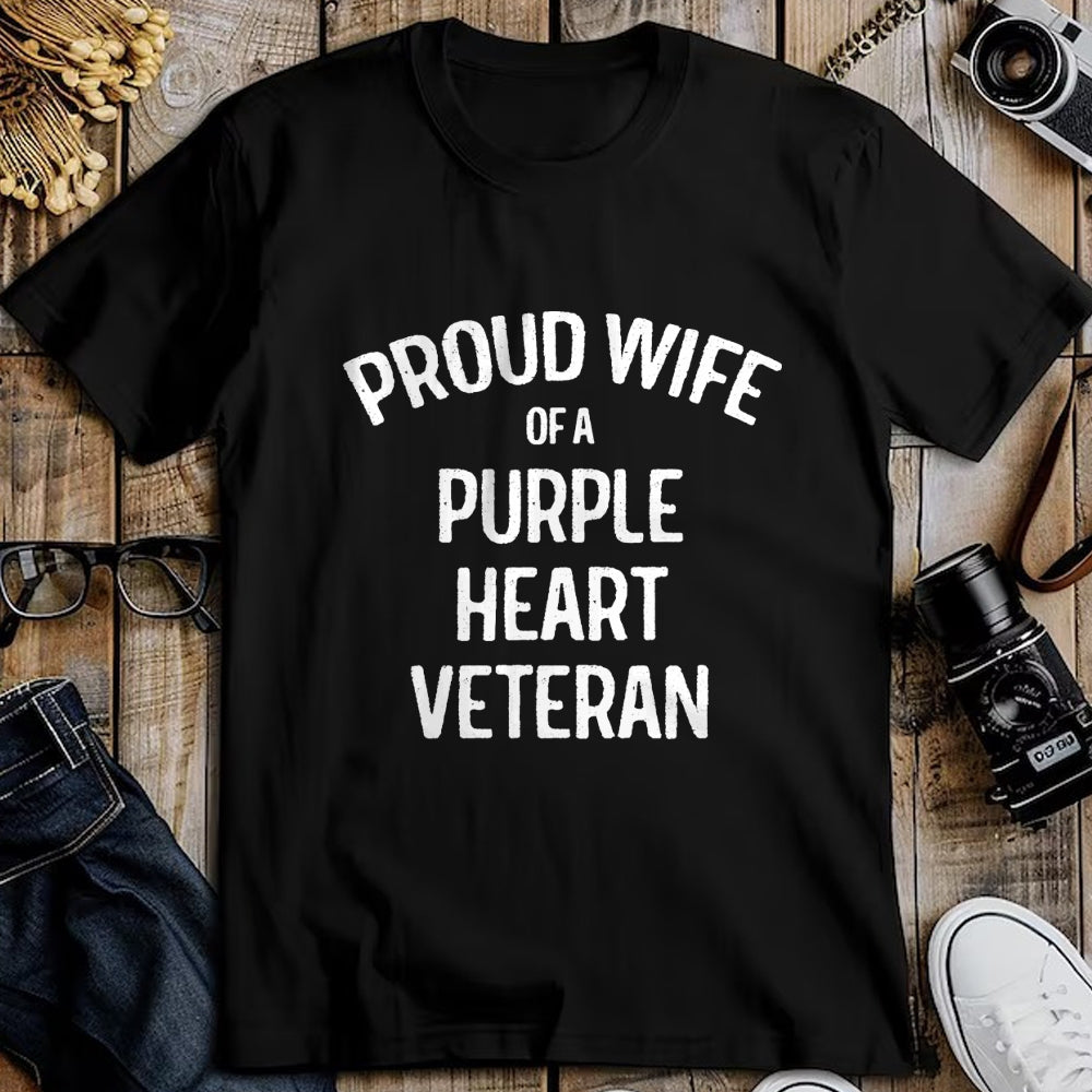 Best Wife Shirt, Wife and Husband Unisex T-Shirt/Hoodie/Sweatshirt HLT00 - Gift for wife T shirt, lucky wife   Wife of Purple Heart Veteran Shirt Proud Military Family T-Shirt