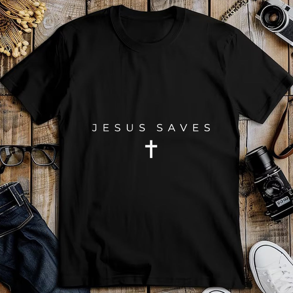 Christian Tee, Christian Faith Unisex T-Shirt/Hoodie/Sweatshirt HLT00 - Jesus Saves Cross Subtle Christian Minimal Religious Faith T-Shirt