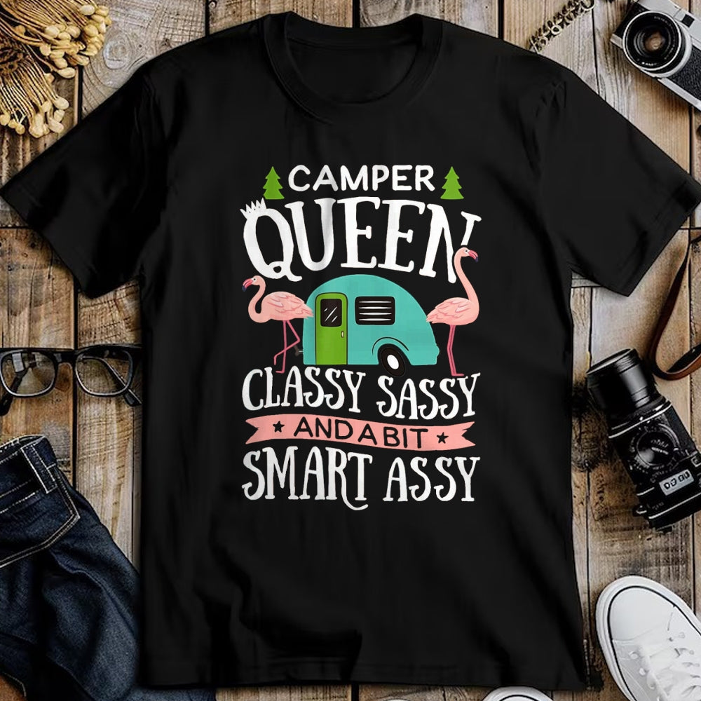 Funny Camping Shirt, Gift For Camping Lover Unisex T-Shirt/Hoodie/Sweatshirt HLT00 - Camper Queen Classy Sassy Smart Funny Women Girls Camping RV T-Shirt, Men, Black, 3X-Large