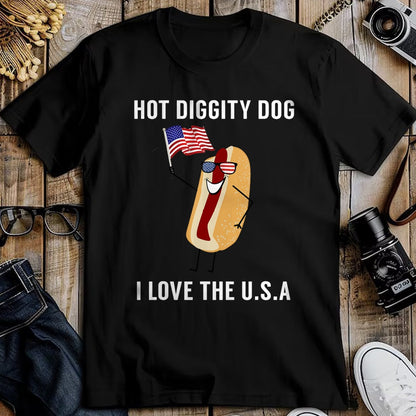 Dog Love Shirt, Dog Lover Gift T-Shirt/Hoodie/Sweatshirt HLT00 - Hot Diggity Dog I Love USA - Funny Fourth of July T-Shirt (1)