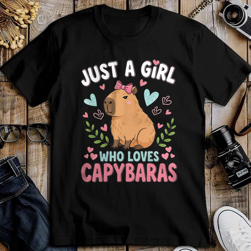 Cute Capybara Shirt, Funny Capybara Unisex T-Shirt/Hoodie/Sweatshirt HLT00 - Just a Girl who Loves Capybaras T-Shirt (4)