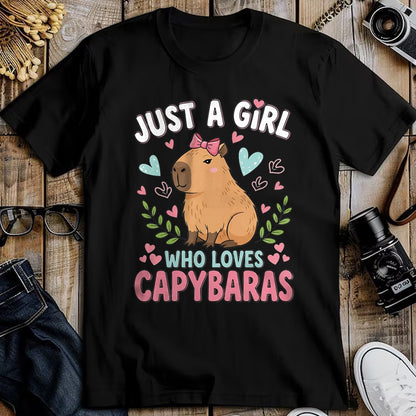 Cute Capybara Shirt, Funny Capybara Unisex T-Shirt/Hoodie/Sweatshirt HLT00 - Just a Girl who Loves Capybaras T-Shirt (4)