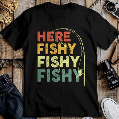 Funny Fishing Shirt, Gift For Fishing Lover Unisex T-Shirt/Hoodie/Sweatshirt HLT00 - Fishing Here-Fishy Bass Fish Dad Funny T-Shirt
