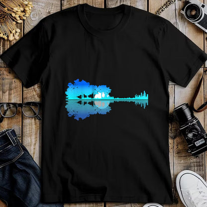 Guitar Lover Shirt, Funny Guitar UnisexT-Shirt/Hoodie/Sweatshirt HLT00 - Guitar Lake Shadow Love Guitar Musician T-Shirt (1)