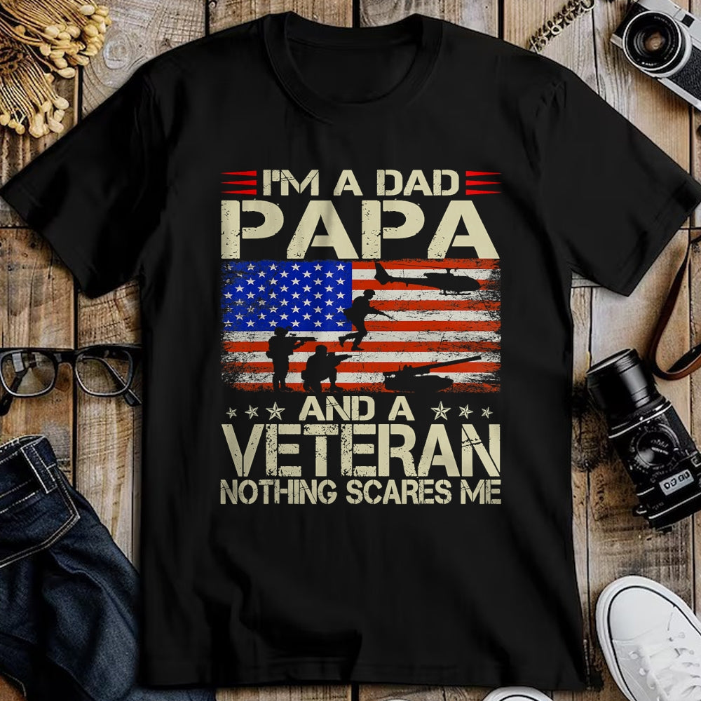 Proud Veteran Shirt, Funny Veteran UnisexT-Shirt/Hoodie/Sweatshirt HLT00 - I_m A Dad Papa and Veteran Funny Retro Dad Dad Grandpa T-Shirt