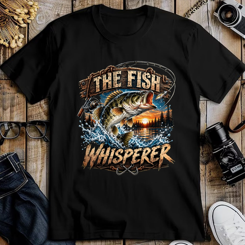Funny Fishing Shirt, Gift For Fishing Lover Unisex T-Shirt/Hoodie/Sweatshirt HLT00 - The Fish Whisperer Funny Bass Fishing Sunset Angler T-Shirt
