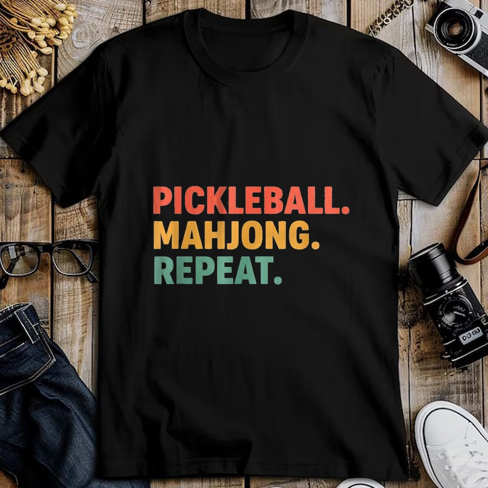 Funny Pickleball Shirt, Pickleball Lover Unisex T-Shirt/Hoodie/Sweatshirt HLT00 - Pickleball Mahjong Repeat Funny Sports Slogan Active Hobby T-Shirt, Women, Kelly Green, Large