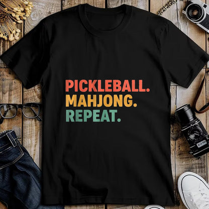 Funny Pickleball Shirt, Pickleball Lover Unisex T-Shirt/Hoodie/Sweatshirt HLT00 - Pickleball Mahjong Repeat Funny Sports Slogan Active Hobby T-Shirt, Women, Kelly Green, Large