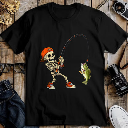 Funny Fishing Shirt, Gift For Fishing Lover Unisex T-Shirt/Hoodie/Sweatshirt HLT00 - Halloween Skeleton Fishing Bass Fisherman Funny Spooky T-Shirt