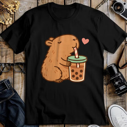 Cute Capybara Shirt, Funny Capybara Unisex T-Shirt/Hoodie/Sweatshirt HLT00 - Cute Capybara Boba Kawaii Bubble Drink Girls Women Long Sleeve T-Shirt