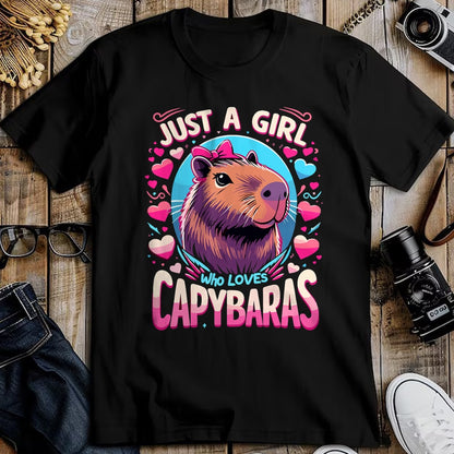 Cute Capybara Shirt, Funny Capybara Unisex T-Shirt/Hoodie/Sweatshirt HLT00 - Just a Girl who Loves Capybaras T-Shirt (2)
