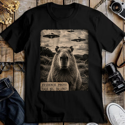 Cute Capybara Shirt, Funny Capybara Unisex T-Shirt/Hoodie/Sweatshirt HLT00 - Funny Capybara Graphic Tee Alien UFO Evidence Photo Vintage T-Shirt