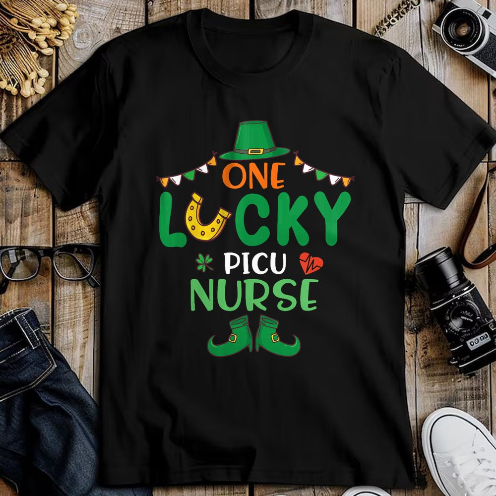 Patrick Day Shirts for Family, Funny Patrick Day shirts, st patrick's day Unisex T-Shirt/Hoodie/Sweatshirt HLT00 - Leprechaun Happy Saint Patrick Day One Lucky PICU Nurse T-Shirt