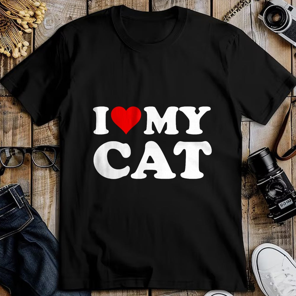 Cat Love Shirt, Funny Cat Lover Gift UnisexT-Shirt/Hoodie/Sweatshirt HLT00 - Red Heart I Love My Cat T-Shirt