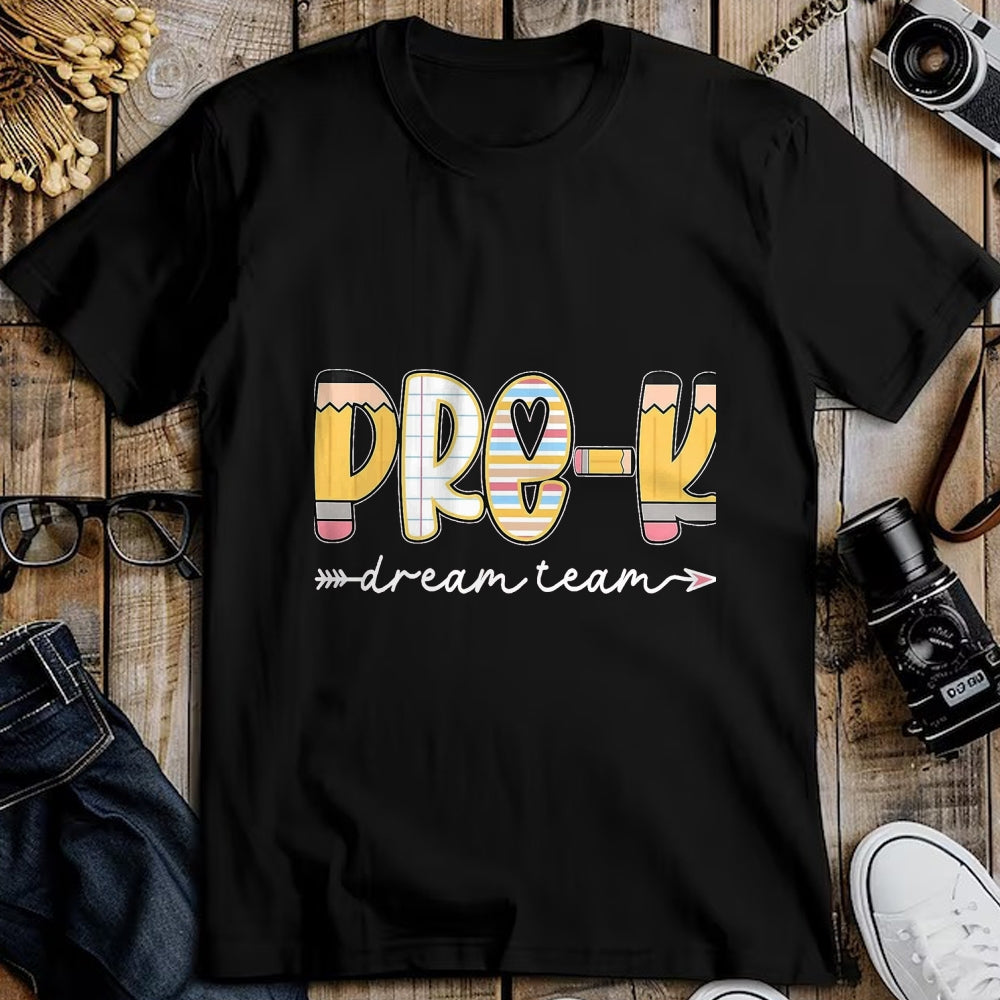 Best Student Shirt, Funny Back To School UnisexT-Shirt/Hoodie/Sweatshirt HLT00 - Pre-K Dream Team Back to School Preschool Teacher Kids T-Shirt, Men, Black, 3X-Large