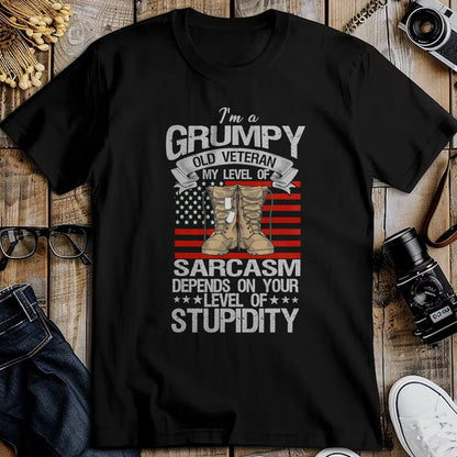 Proud Veteran Shirt, Funny Veteran UnisexT-Shirt/Hoodie/Sweatshirt HLT00 - I_m A Grumpy Old Veteran Funny Army US Flag Grandpa T-Shirt