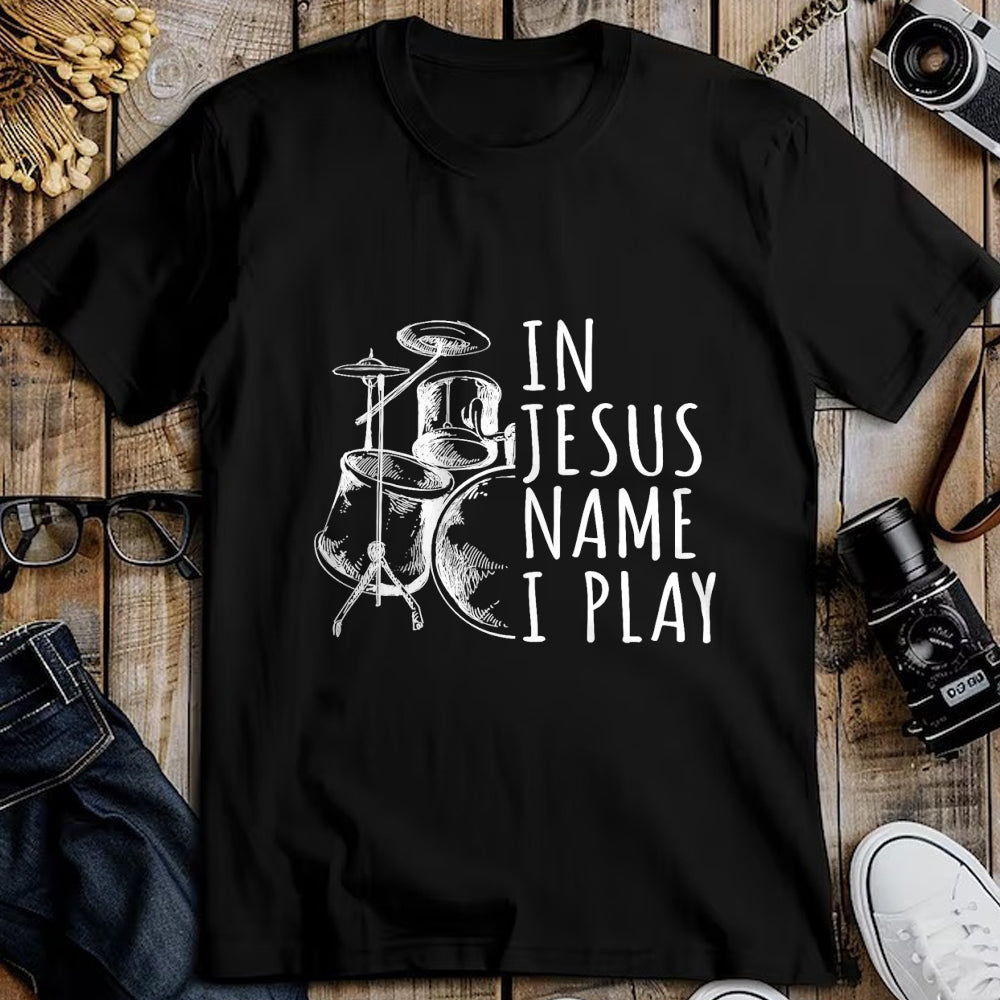 Christian Tee, Christian Faith Unisex T-Shirt/Hoodie/Sweatshirt HLT00 - Christian Drumming In Jesus Name Play Drums Worship Drummer T-Shirt