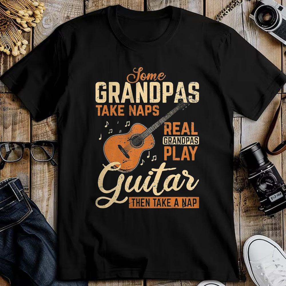 Guitar Lover Shirt, Funny Guitar UnisexT-Shirt/Hoodie/Sweatshirt HLT00 - Real Grandpas Play Guitar Then Take Nap Funny Guitarist T-Shirt, Men, Black, 3X-Large