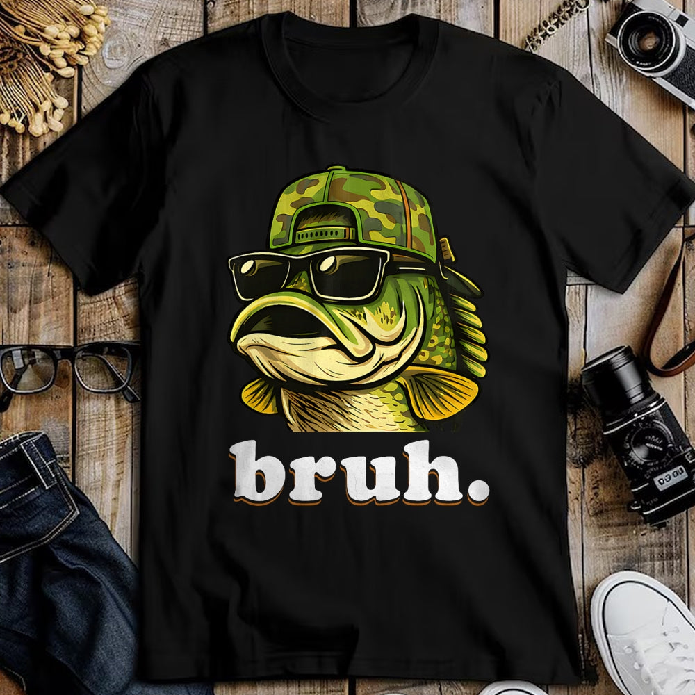 Funny Fishing Shirt, Gift For Fishing Lover Unisex T-Shirt/Hoodie/Sweatshirt HLT00 - Bruh Fishing Camo Bass Fish Funny Boys Kids Camouflage T-Shirt