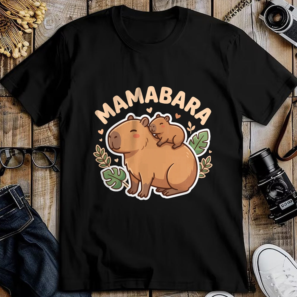 Cute Capybara Shirt, Funny Capybara Unisex T-Shirt/Hoodie/Sweatshirt HLT00 - Mamabara Capybara Mother T-Shirt (2)