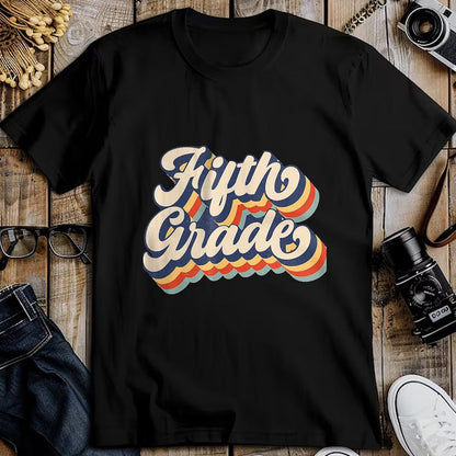 Best Student Shirt, Funny Back To School UnisexT-Shirt/Hoodie/Sweatshirt HLT00 - Retro Sunset Fifth Grade Teacher & Student Back to School T-Shirt, Men, Black, 3X-Large