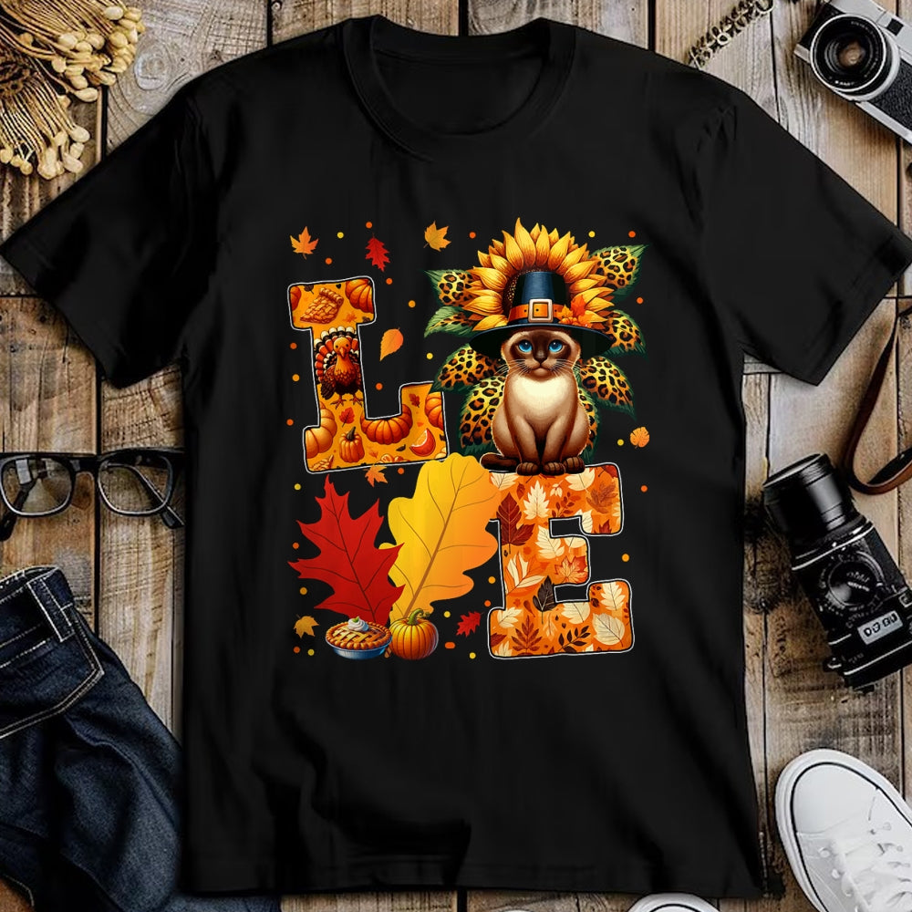 Cat Love Shirt, Funny Cat Lover Gift UnisexT-Shirt/Hoodie/Sweatshirt HLT00 - LOVE Thanksgiving Siamese Cat Costume Fall Leaves Sunflower T-Shirt for Men Women Kids