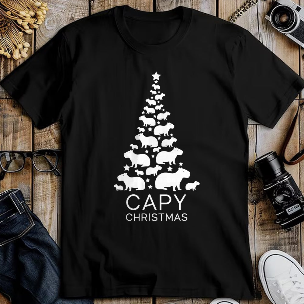 Cute Capybara Shirt, Funny Capybara Unisex T-Shirt/Hoodie/Sweatshirt HLT00 - Cute Capybara Christmas Tree Shirt, Funny Capy Holidays T-Shirt