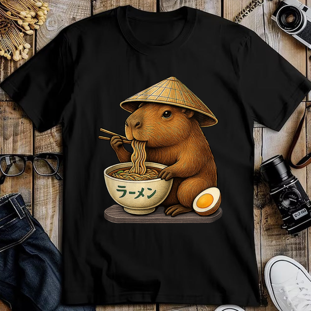 Cute Capybara Shirt, Funny Capybara Unisex T-Shirt/Hoodie/Sweatshirt HLT00 - Capybara Eating Japanese Ramen Kawaii Anime tee Funny Kids T-Shirt
