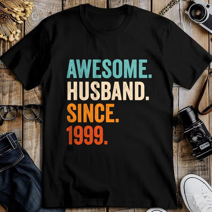 Best Wife Shirt, Wife and Husband Unisex T-Shirt/Hoodie/Sweatshirt HLT00 - Awesome Husband Since 1999 25th wedding anniversary 25 years T-Shirt (1)