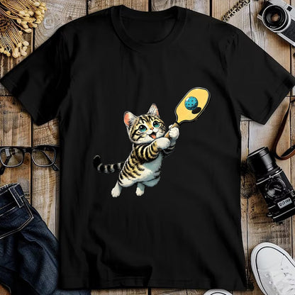 Funny Pickleball Shirt, Pickleball Lover Unisex T-Shirt/Hoodie/Sweatshirt HLT00 - Funny Kitten Playing Pickleball Cute Cat Pickleball Player T-Shirt